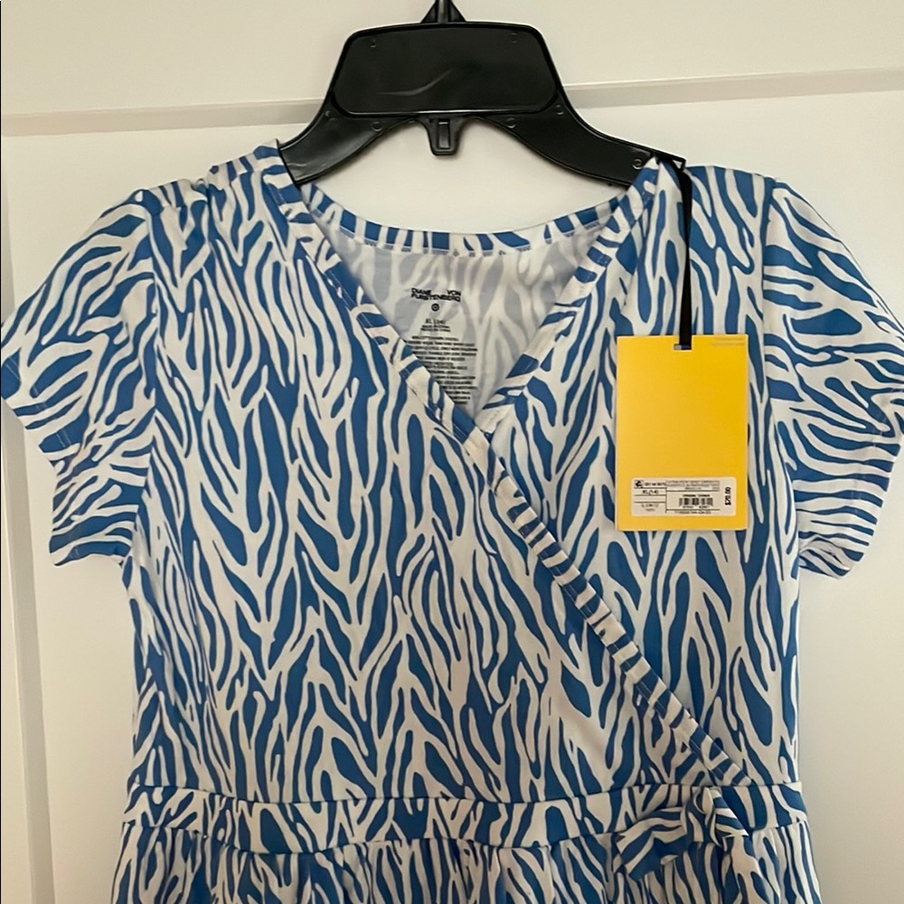 Blue and White Print Dress